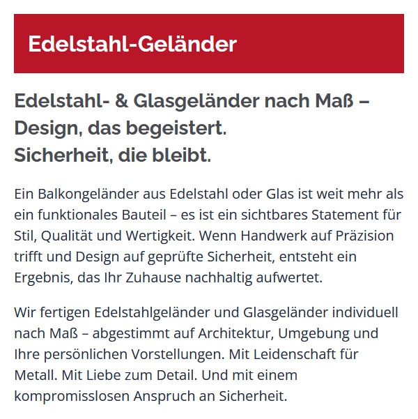individuell gefertigtes Balkongel&auml;nder